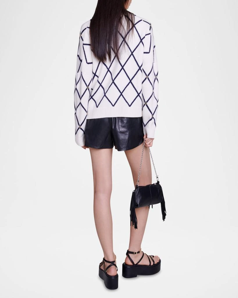 Maje Moove Diamond Jacquard Cardigan 5