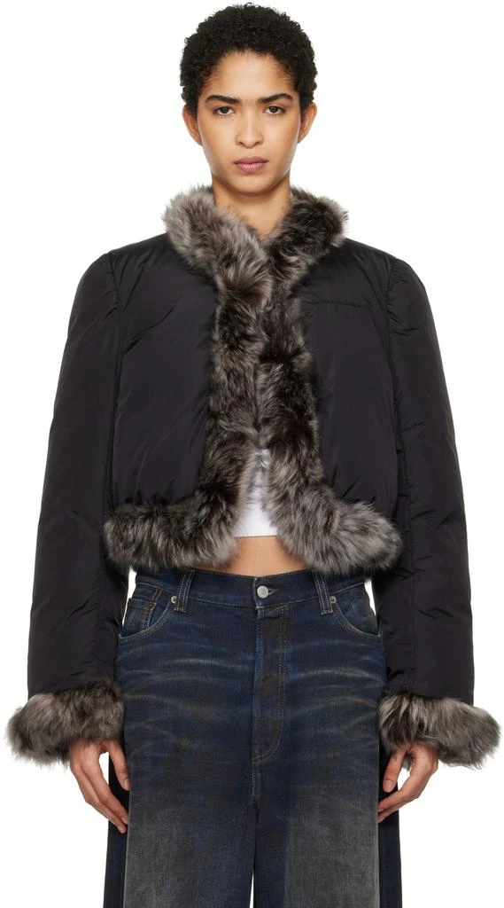 Alexander Wang Black Fur Trim Down Jacket 1