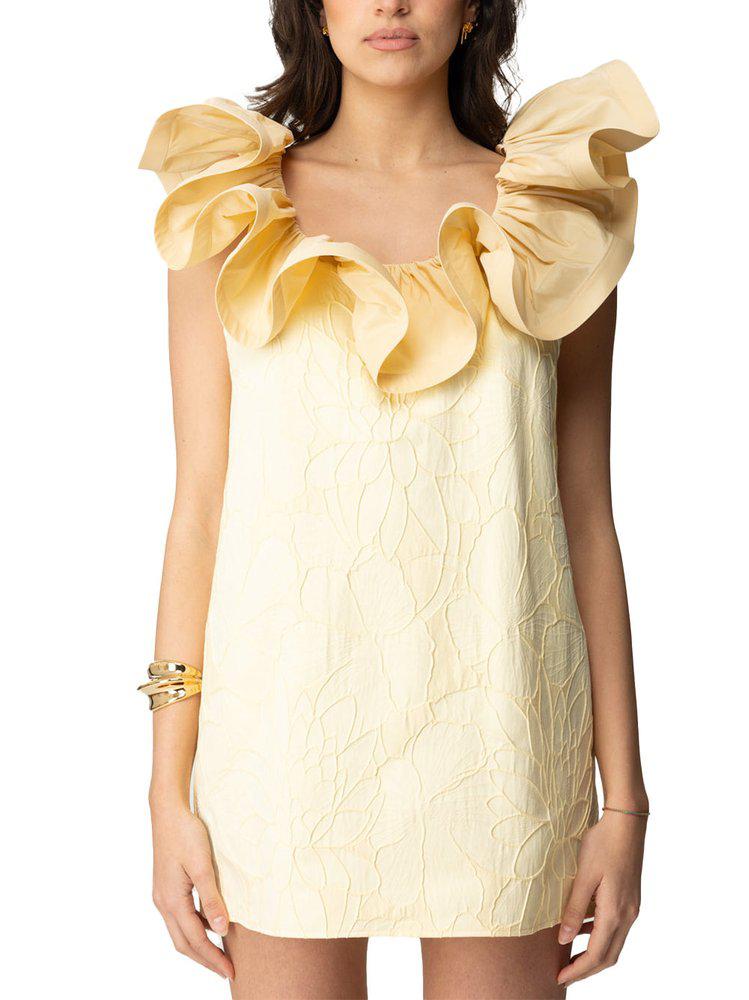 ELISABETTA FRANCHI Elisabetta Franchi Ruffled Floral Jacquard Dress