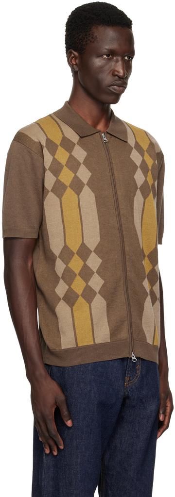 BEAMS PLUS Brown Argyle Polo