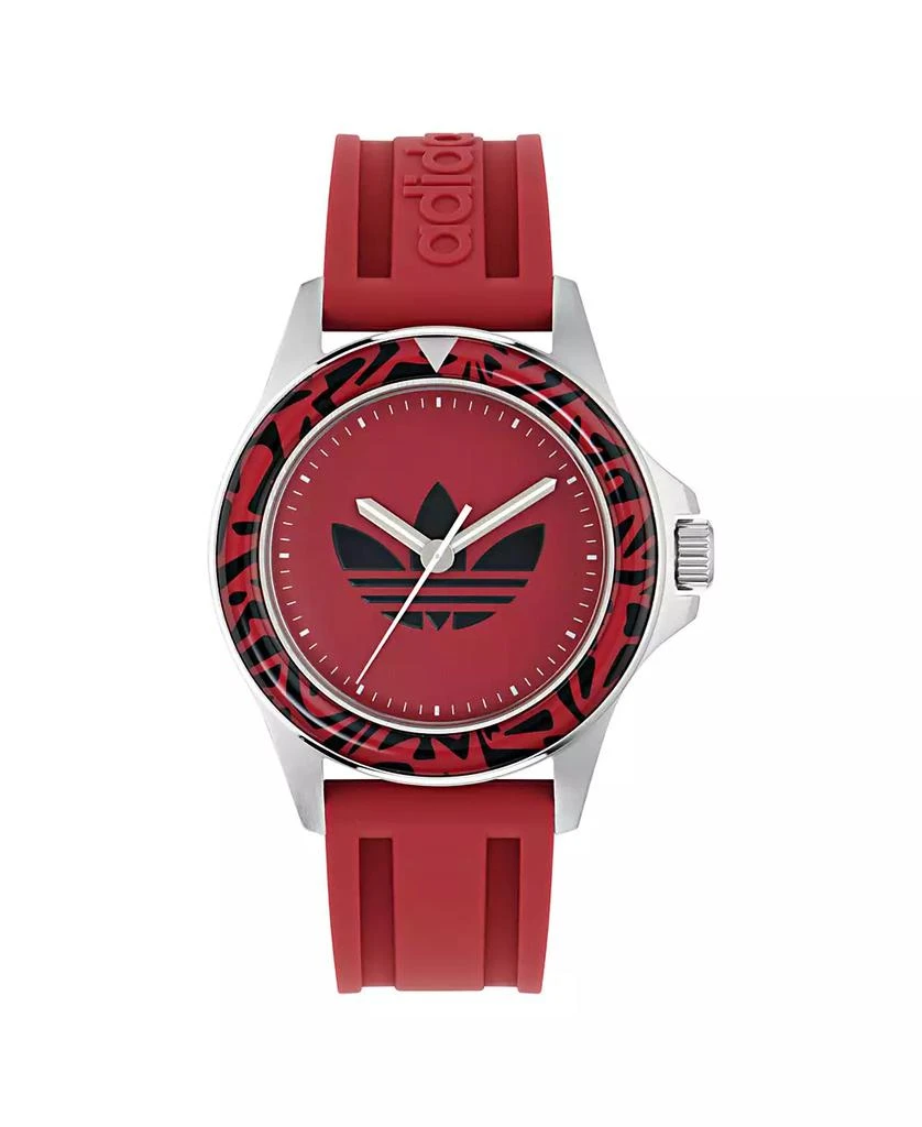 Adidas Unisex Analog Red Silicone Watch, 44mm 1