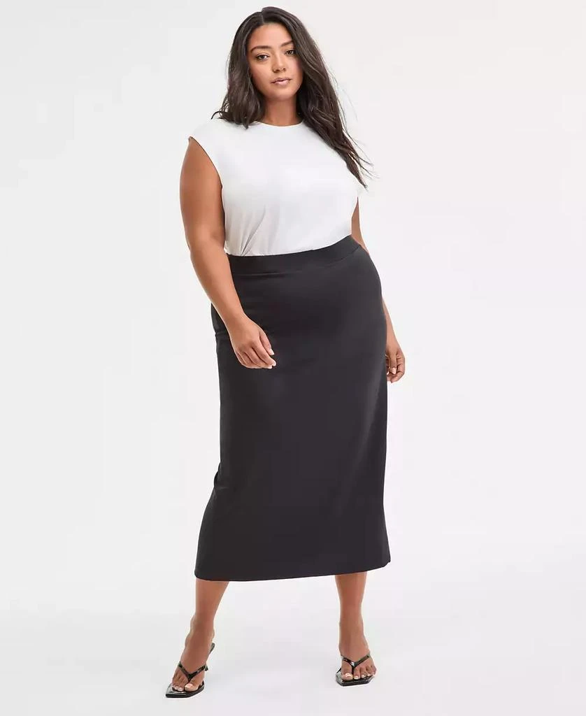 Bar III Trendy Plus Size Midi Skirt, Exclusively at Macy's 1