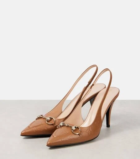 Gucci Horsebit GG leather slingback pumps 4