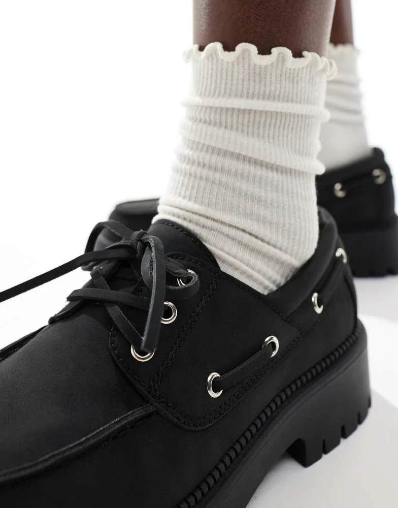 SEQWL SEQWL Exton chunky platform boat shoes in black 2