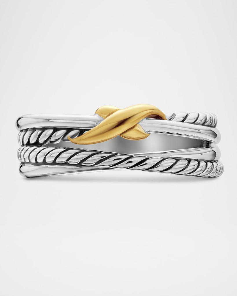 David Yurman 6mm X Crossover Ring in Silver with 18K Gold