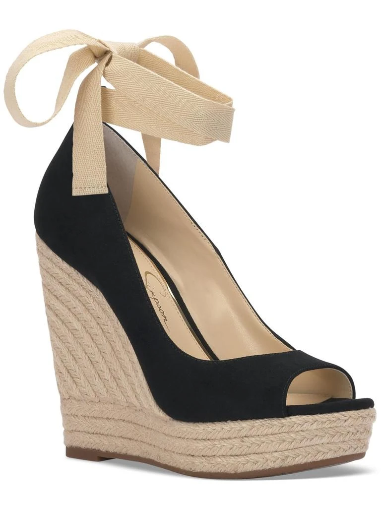 Jessica Simpson Womens Faux Suede Open Toe Pumps 4