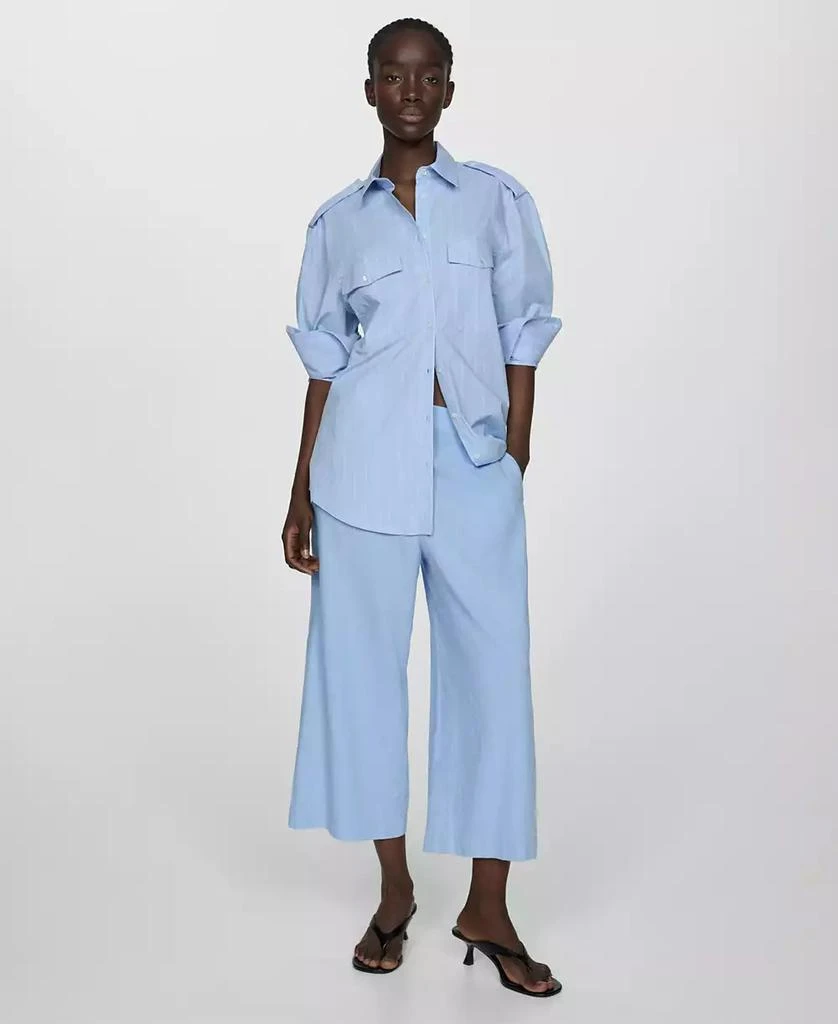 Mango Women's Wide Leg Linen Pants 7