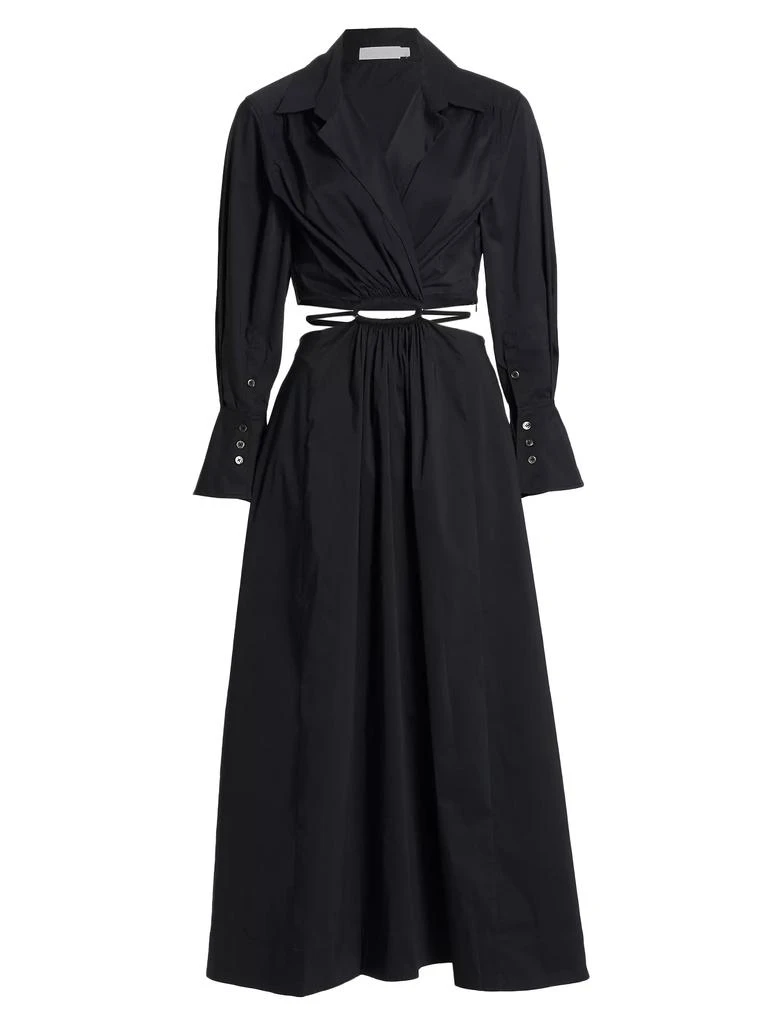 Jonathan Simkhai Alex Pleated Poplin Cut-Out Maxi Shirtdress 1