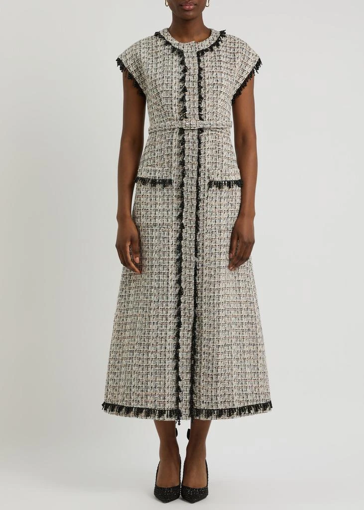 Huishan Zhang Whitney bead-embellished tweed midi dress 2