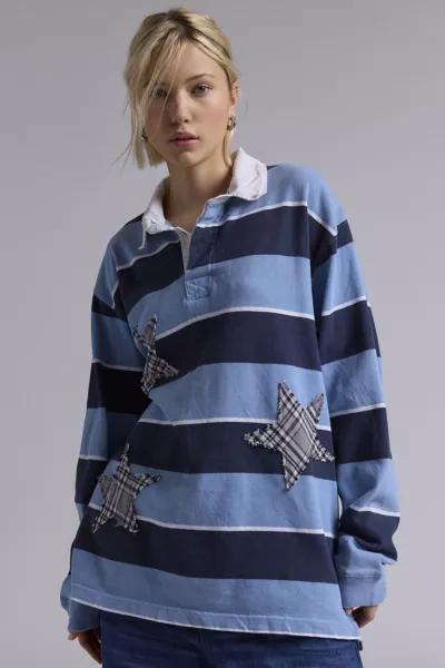 Urban Renewal ReMADE By UO Flannel Star Patch Rugby Shirt