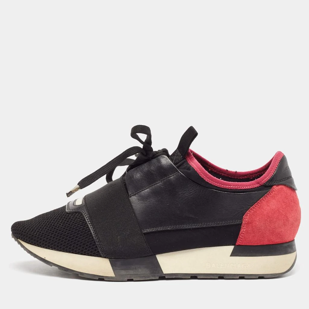 Balenciaga Balenciaga Black/Pink Leather and Mesh Race Runner Sneakers Size 39 1