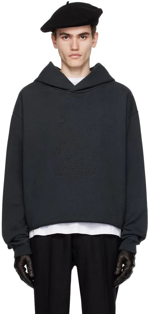 MAISON MARGIELA Black Embroidered Hoodie 1