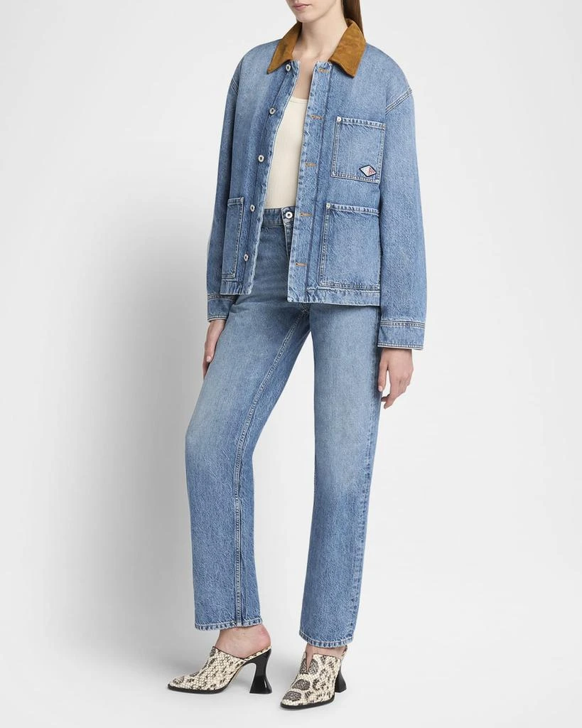 Bottega Veneta Suede Collar Vintage Indigo Denim Jacket 2