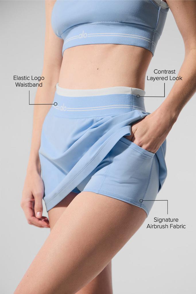 Alo Airbrush Better Together Tennis Skirt - Seashell Blue/White