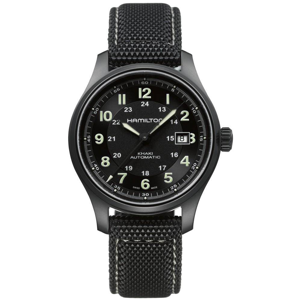 Hamilton Men's Swiss Automatic Khaki Field Black Canvas Strap Watch 42mm H70575733