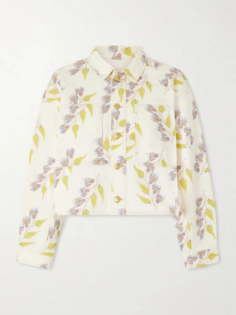 Ulla Johnson Bobbi Cropped Printed Denim Jacket