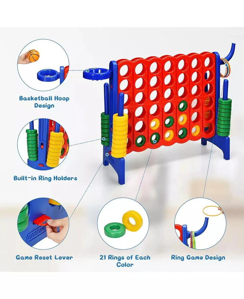 Costway 4-in-A Row Giant Game Set w/Basketball Hoop for Family 5