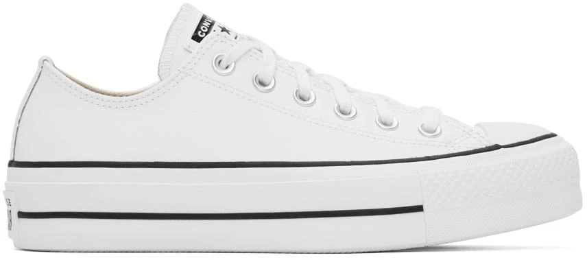 Converse White Chuck Taylor All Star Platform Leather Low Top Sneakers 1
