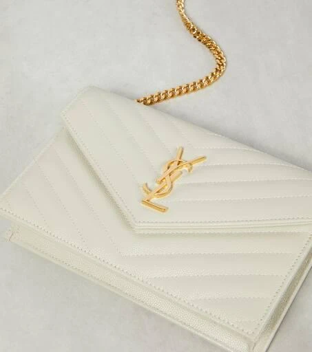 Yves Saint Laurent Cassandre matelassé envelope leather wallet on chain 6