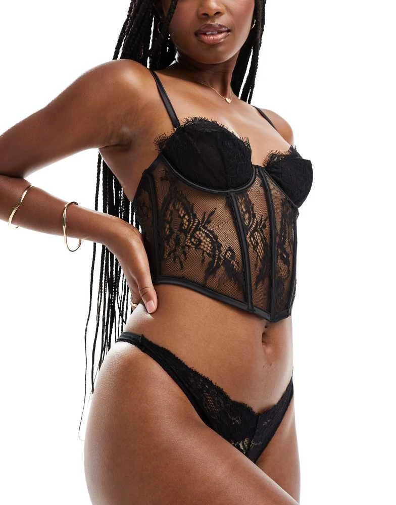 BLUEBELLA Bluebella Madeline lace and mesh wired bustier in black 3