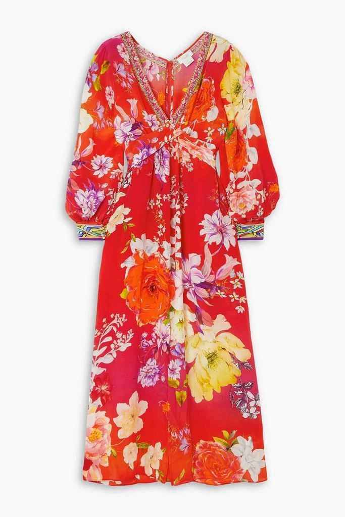 Camilla Twist-front crystal-embellished floral-print silk crepe de chine dress 1