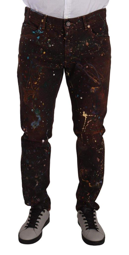 Dolce & Gabbana Dolce & Gabbana Brown Splash Color Cotton Regular Denim Jeans