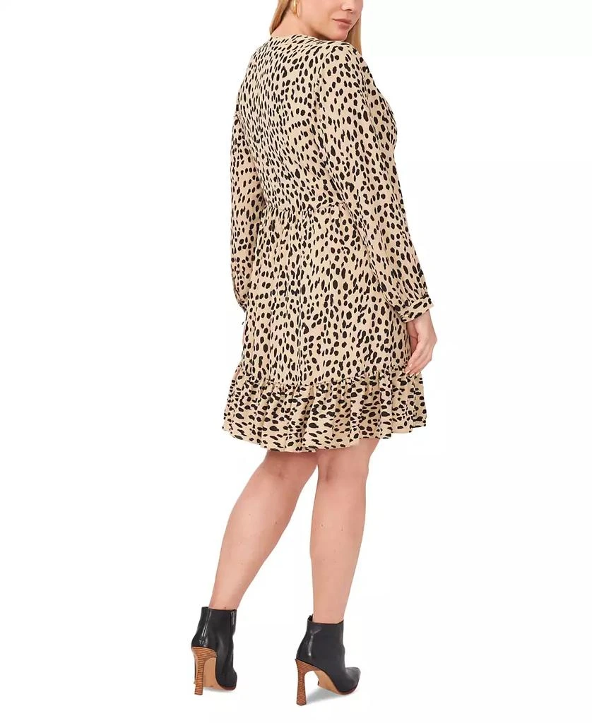 Vince Camuto Plus Size Animal Print Long Sleeve Split Neck Baby Doll Dress 2