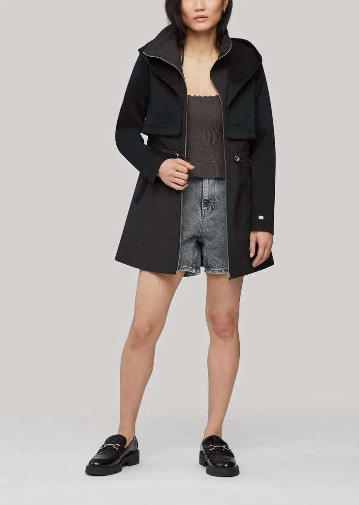 Soia & Kyo Mixed Media Coat With Dramatic Hood And Thermolite Fill In Black 1
