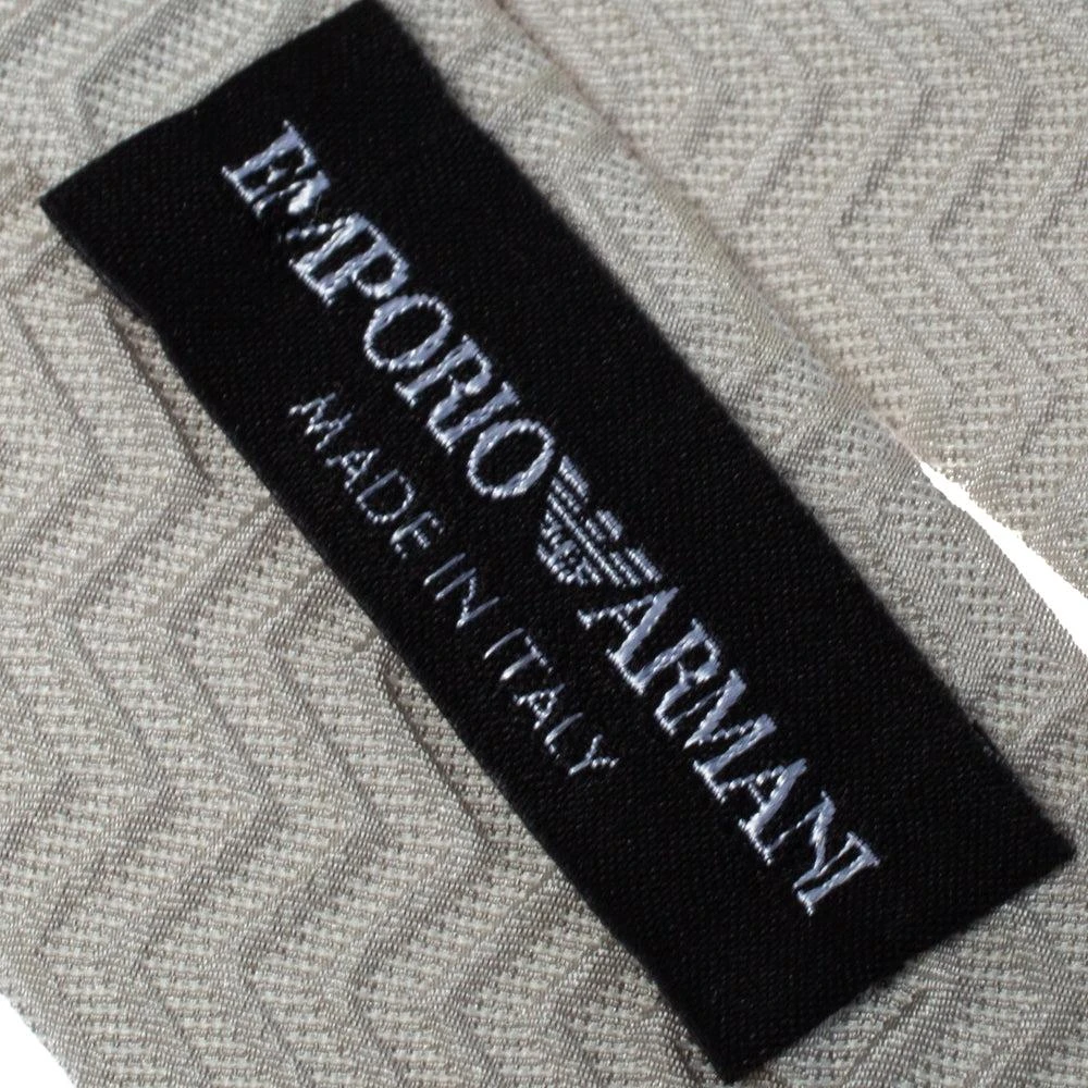 Emporio Armani Ivory Silk Zig Zag Embossed Skinny Tie 2