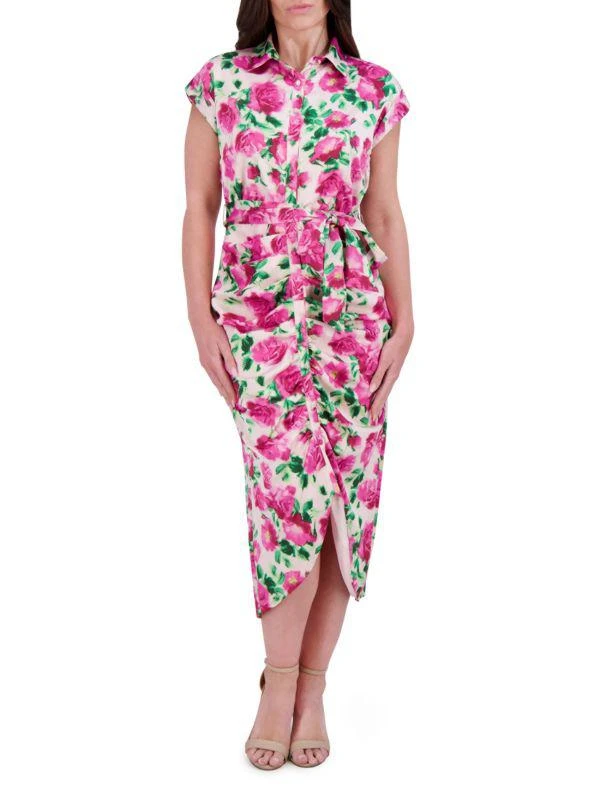 sachin and babi light blue dress Marchesa Notte Floral-Embroidered Tulle Midi Dress main image 1