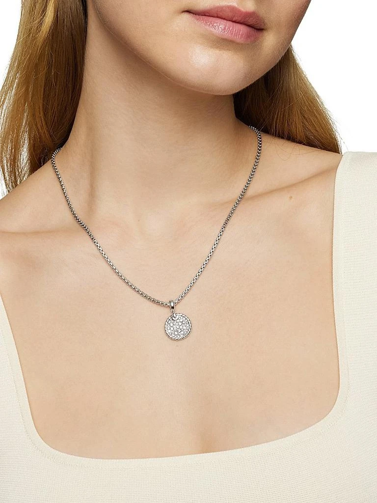 David Yurman DY Elements Disc Pendant in Sterling Silver with Diamonds, 14mm 7