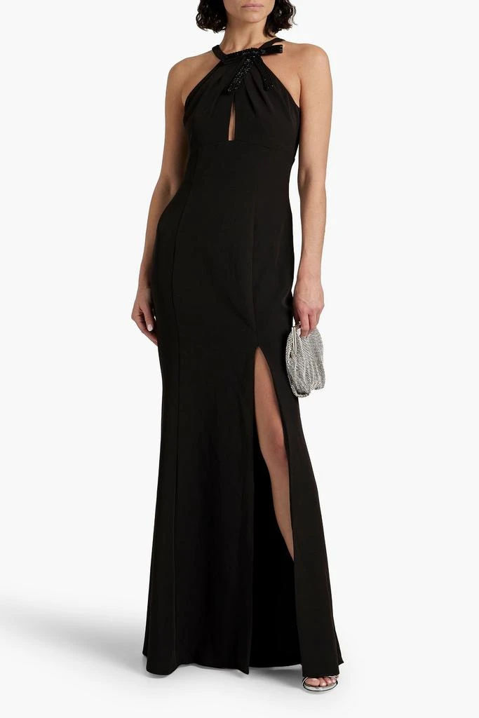 MARCHESA Cutout bow-detailed stretch-crepe gown 2