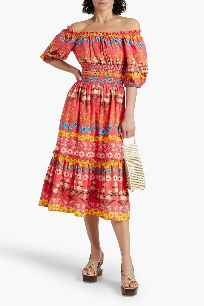 Cara Cara Off-the-shoulder floral-print cotton-poplin midi dress 2