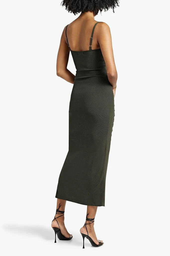 NICHOLAS Lace-up ribbed-knit midi dress 3