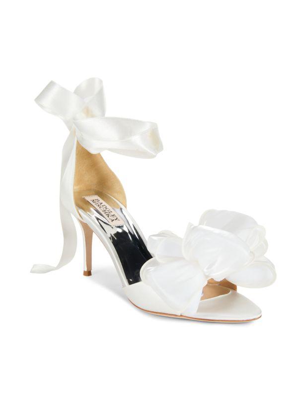 Badgley Mischka Neryssa Bow Trim Satin Sandals