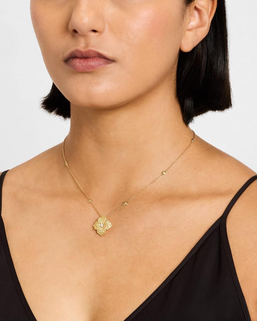 Piranesi 18K Gold Yellow Sapphire and Diamond Flower Pendant Necklace, 18"L