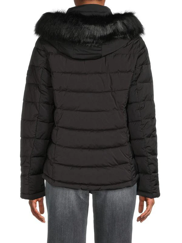 DKNY Faux Fur Trim Hooded Puffer Jacket 2
