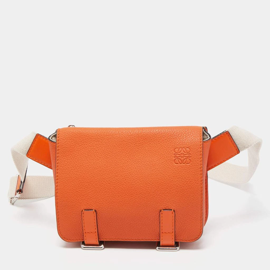 Loewe Loewe Orange/Beige Grained Leather Military Belt Bag   1