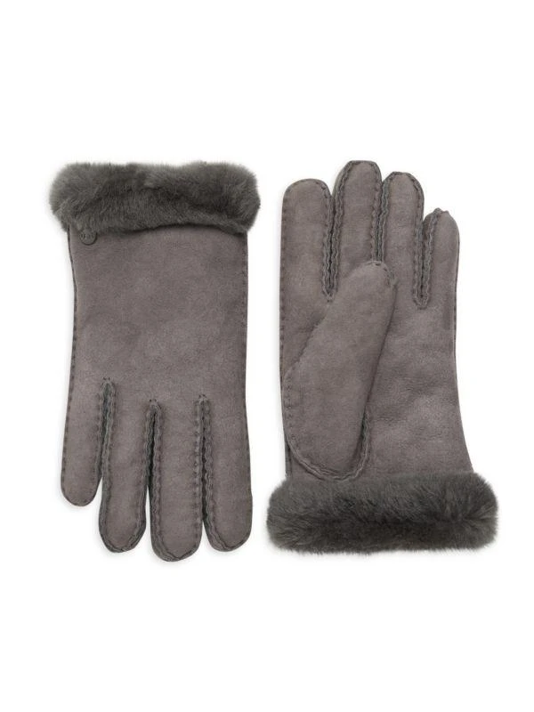 UGG Shearling-Trim Leather Gloves 1