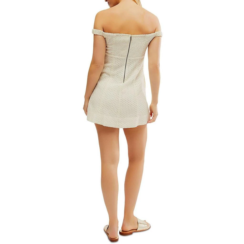 Free People Berry Kiss Womens Off-The-Shoulder Pocket Mini Dress 2