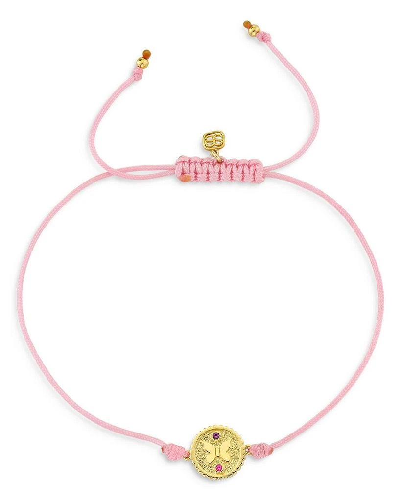 Sydney Evan 14K Yellow Gold Wicked Glinda Butterfly Tiny Coin Charm Cord Bracelet 2