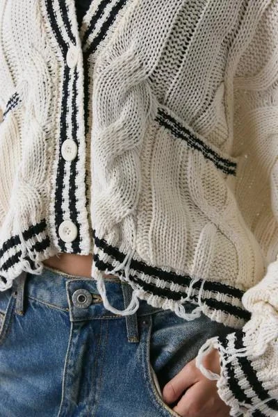The Ragged Priest The Ragged Priest Blast Distressed Cable Knit Cardigan 3