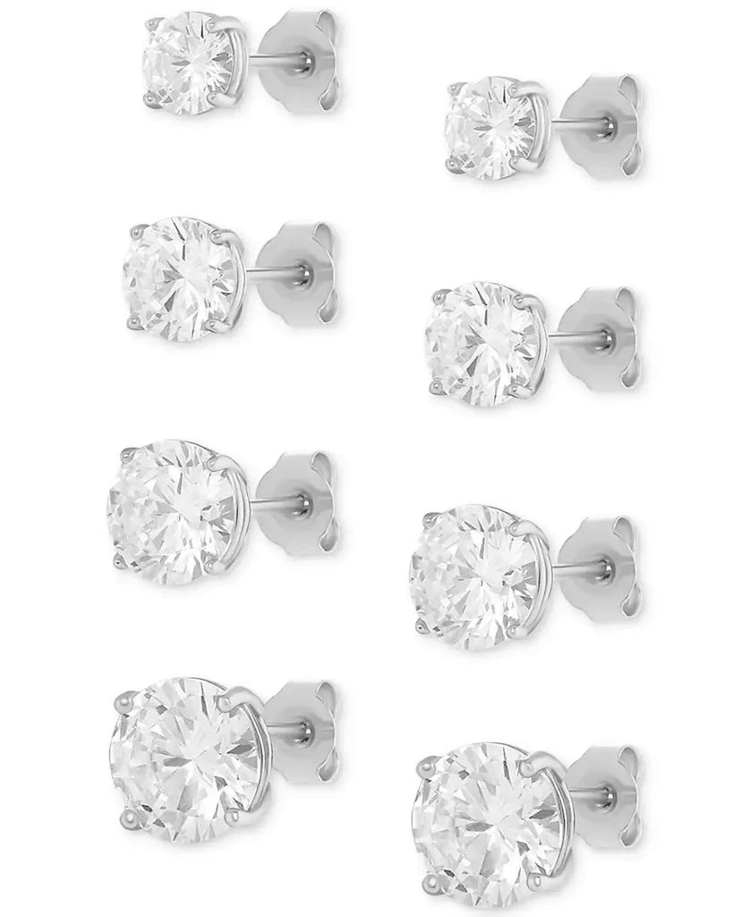 Giani Bernini 4-Pc. Set Cubic Zirconia Graduated Solitaire Stud Earrings in Sterling Silver, Created for Macy's 3
