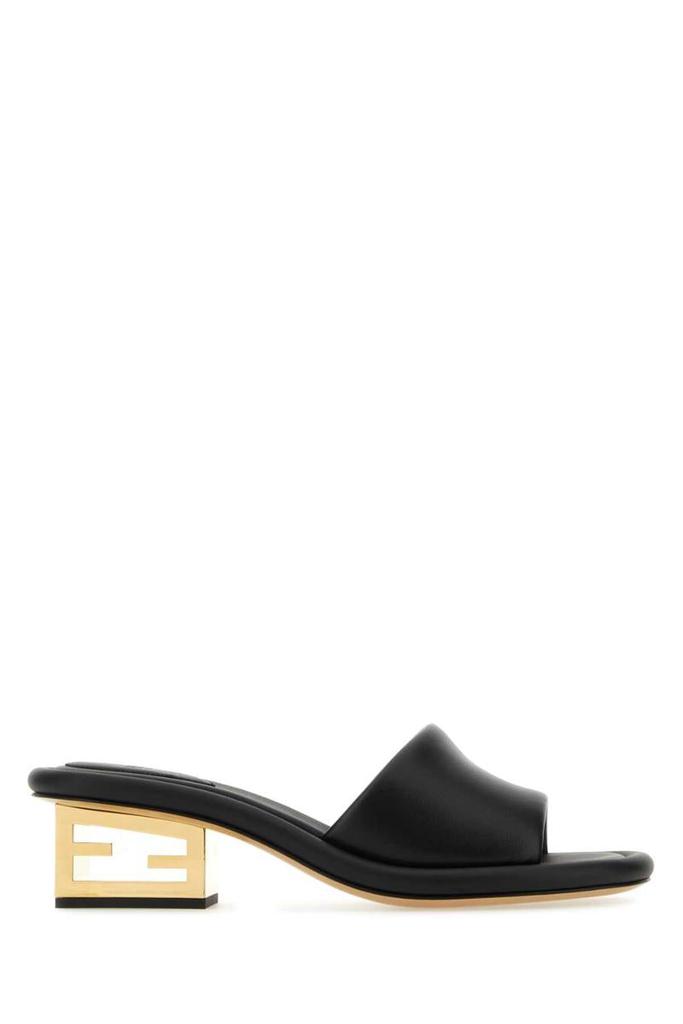 サンダル・ミュール FENDI Black Nappa Leather Baguette Mules Fendi Black Nappa Leather Baguette Mules - Slippers