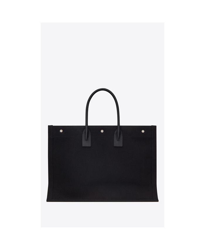 Saint Laurent Rive Gauche Large Canvas and Leather Tote