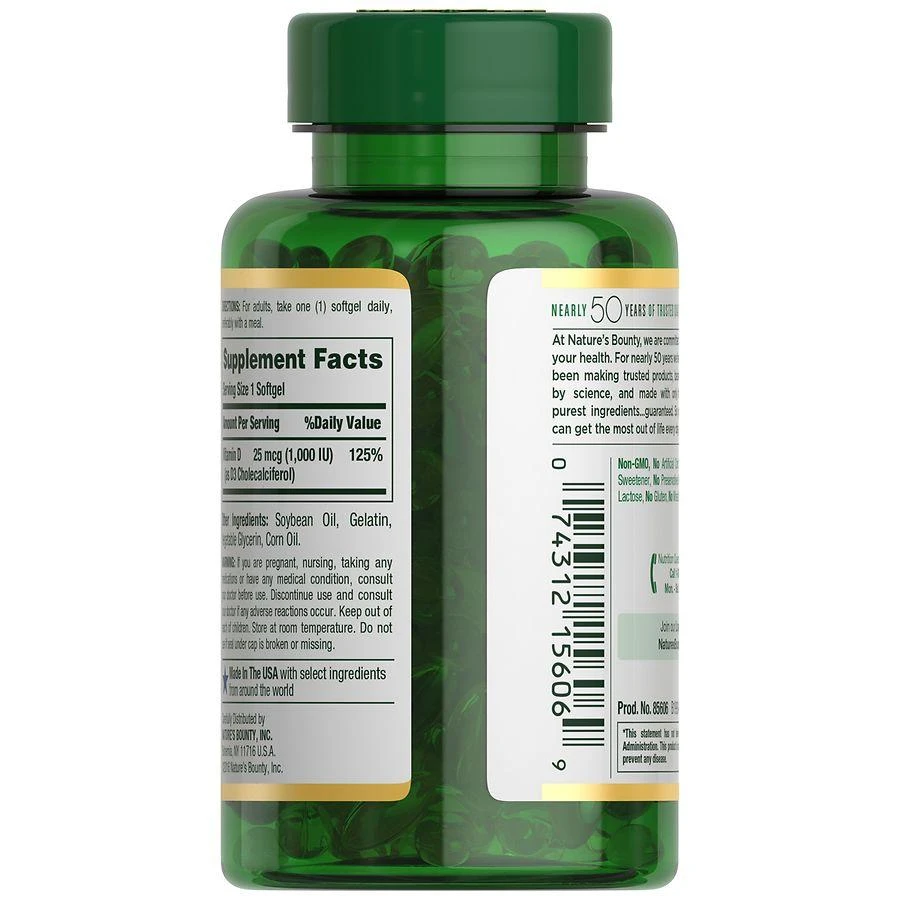 Nature
s Bounty Vitamin D3 Rapid Release Softgels, 1000 IU 3