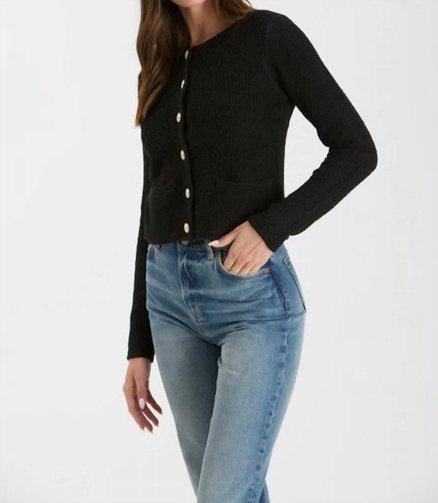 Blu Pepper Blu Pepper - Round Neck Gold Button Knit Cardigan