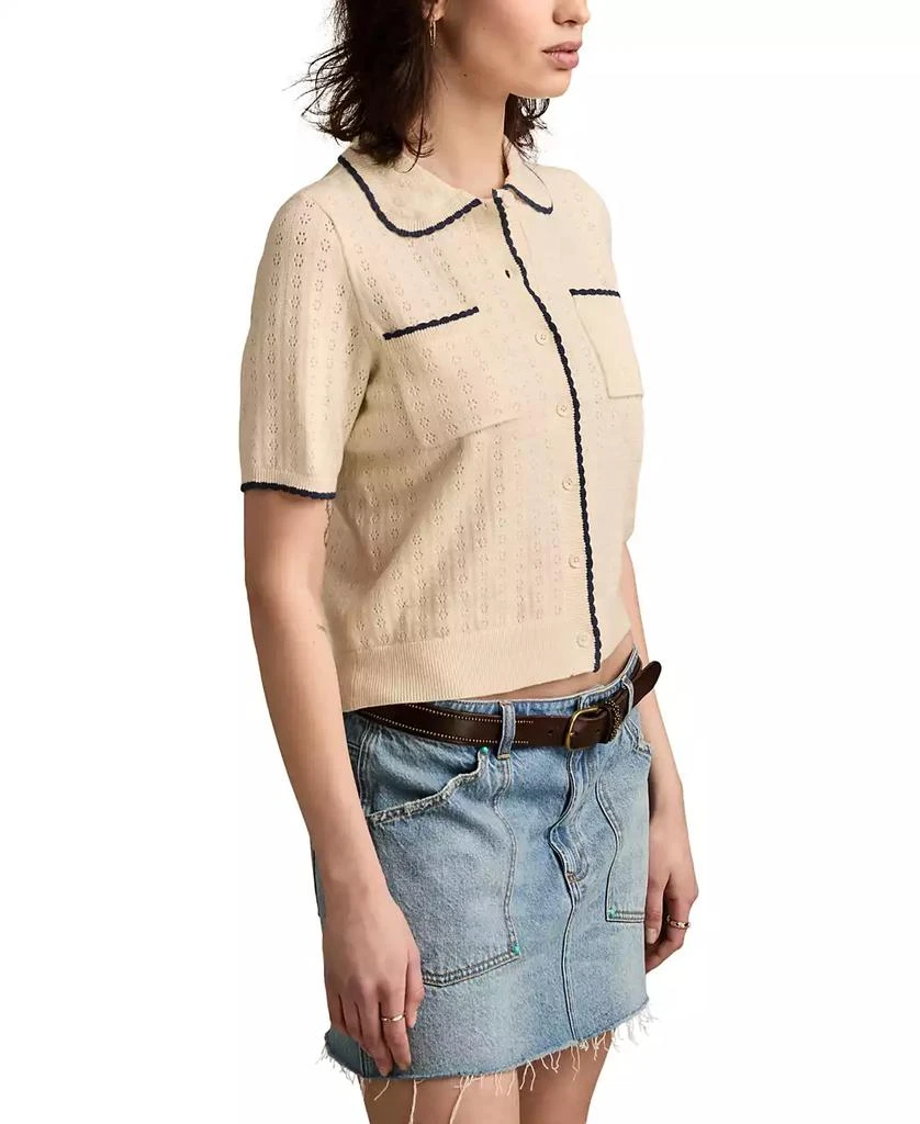 Lucky Brand Women's Crochet-Trim Short-Sleeve Cardigan 3