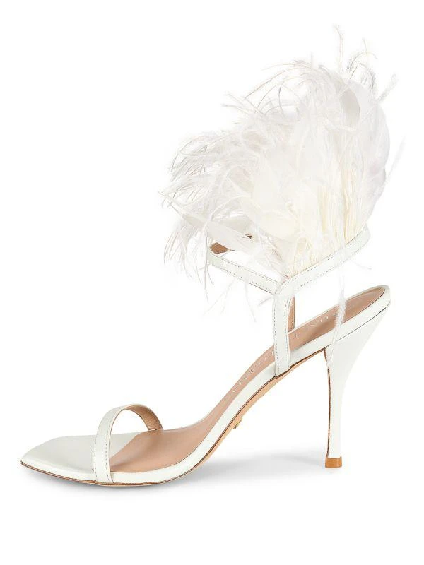Stuart Weitzman Plume Mestizo Feather Trim Sandals 4