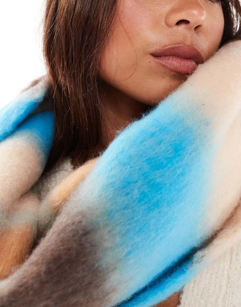 ASOS ASOS DESIGN scarf with brushed stripe design in blue and orange design 2